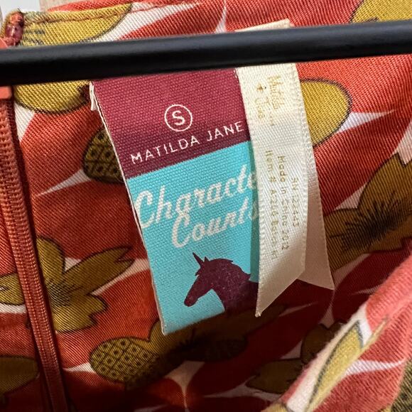 MATILDA JANE Women's Character Counts Orange Floral Mini Dress Small Retro Boho - Picture 6 of 15